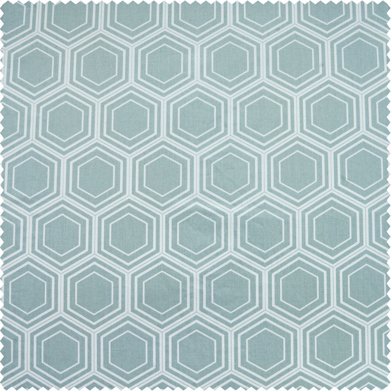 Billiejo Modern Matrix Aqua Printed Cotton Room Darkening Curtains  50"W X 108"LSingle Panel, 50" W x 96" L