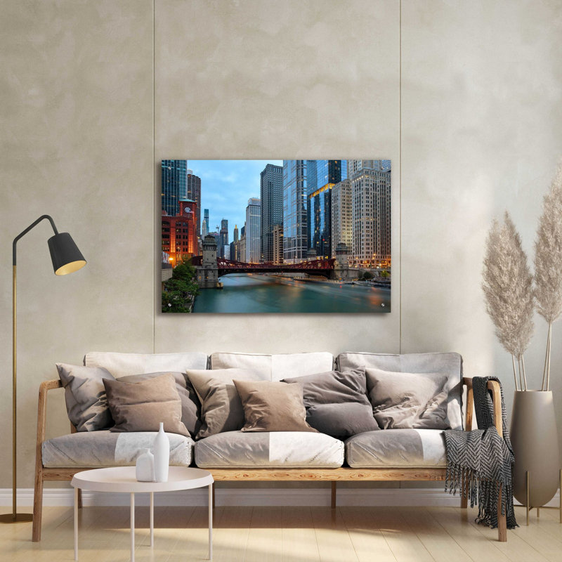 «Chicago River» par Epic Portfolio, art mural en verre acrylique, L 36 po x H 24 po x P 0,2 po