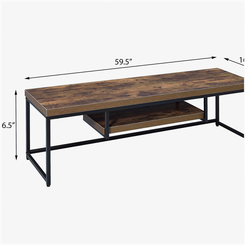 Weathered oak and black 1-tier TV stand