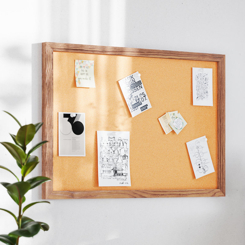 Panneau de liège mural commercial 20 x 30 avec punaises en bois - brun brûlé, H 2 pi 6 po x l 1 pi 8 po, Brun