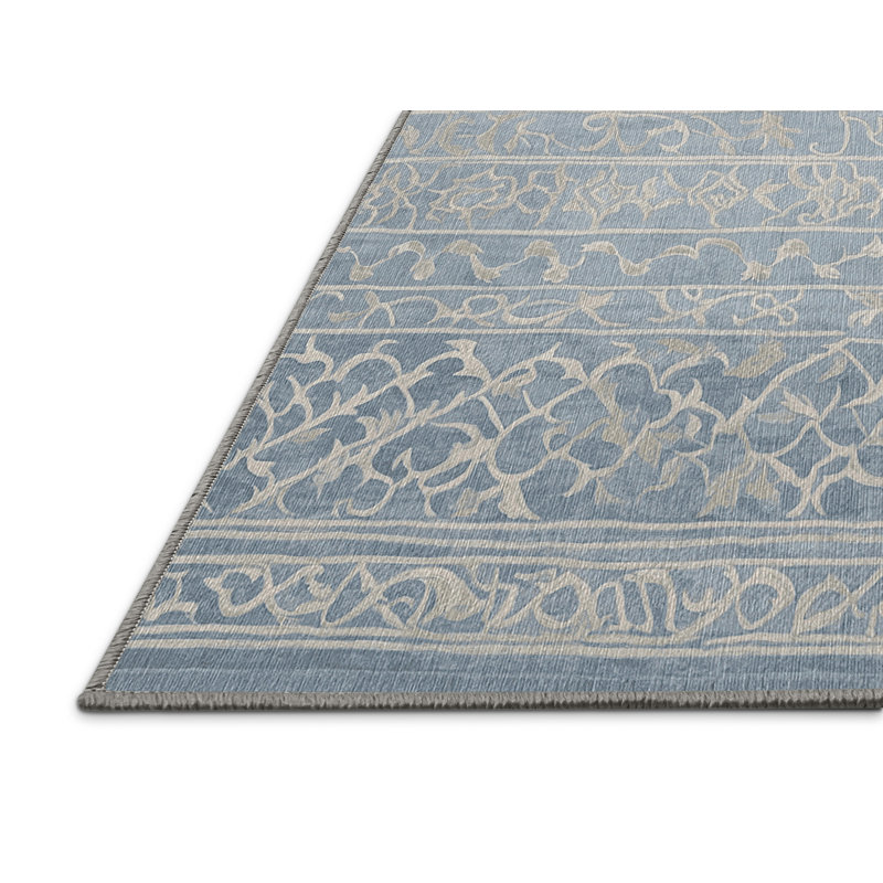 Machine Washable Gray Area Rug, Runner 2' x 4'