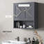 Armoire de salle de bain Farmhouse, armoire à pharmacie murale avec tablette ouverte et tablette réglable, rangement pour salle de lavage, gris-1064362742