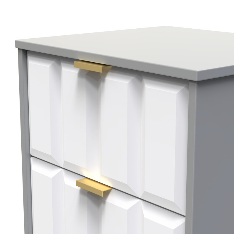 Doss 45cm W Manufactured Wood Bedside Table, White Matt/Dusk Grey
