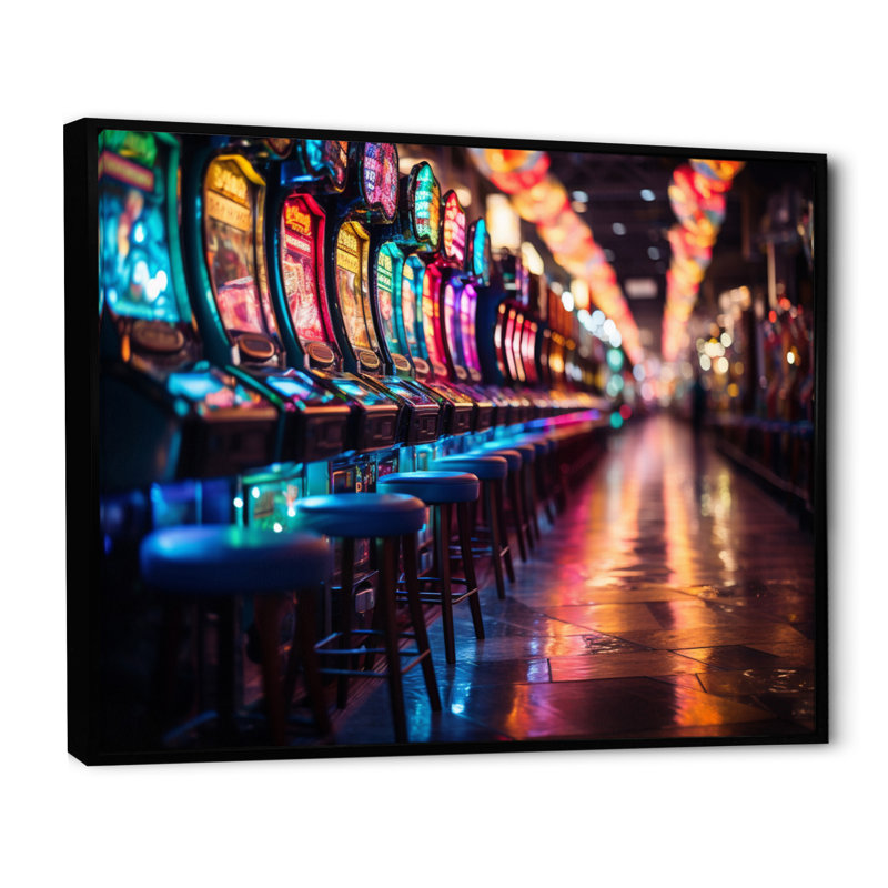 Machine à sous Casino Royale III, reproduction sur toile encadrée, Cadre flottant noir, H 30 po x l 40 po x P 1,5 po