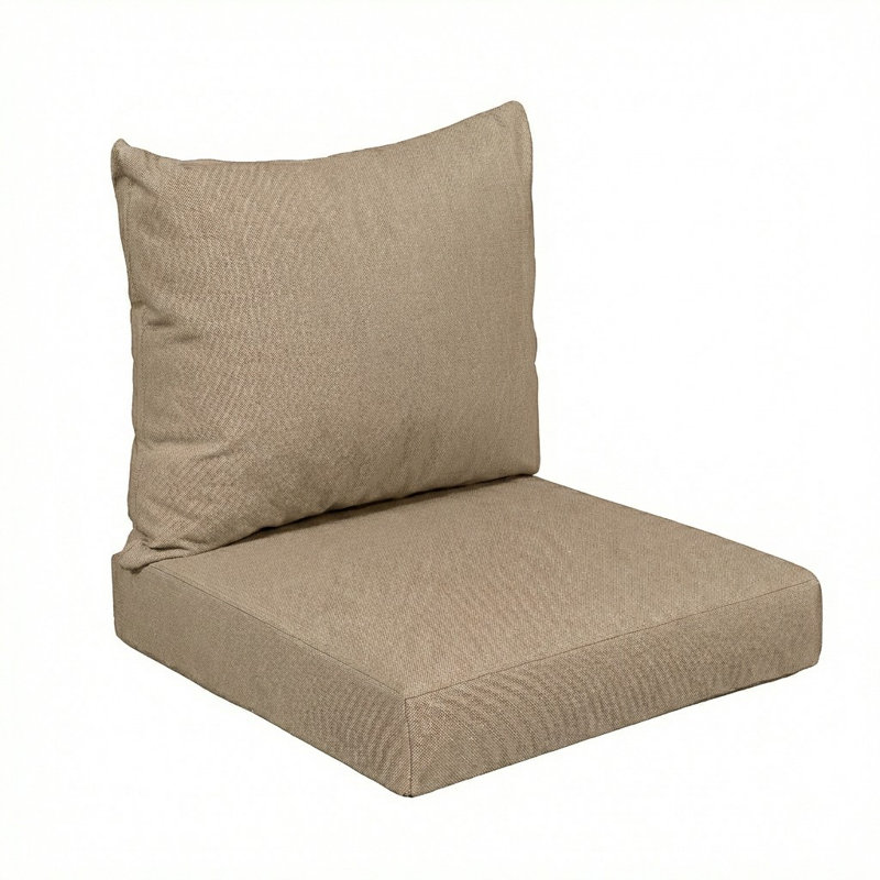 Sunbrella Outdoor Solid Knife Edge Deep Seating Pillow and Cushion Set, Sunbrella - Canvas Taupe, 25 in W x 25 in D x 5 in H
