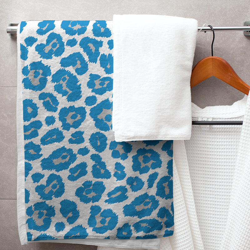 Serviette de bain Garp, Blanc / argent / bleu Carolina / blanc, Mélange polyester-coton