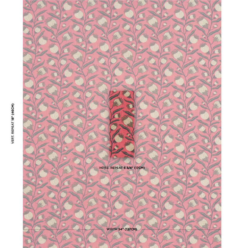 Schumacher x Marian Mcevoy Thistle Vine Fabric, Red & Gold