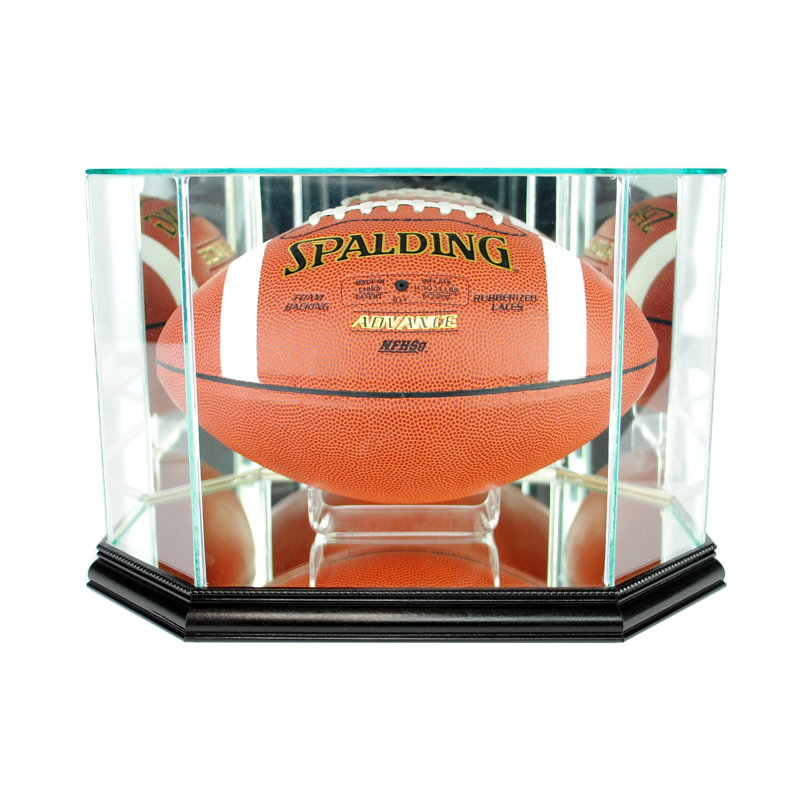 Perfect Cases And Frames 13'' W 8'' D Football Glass Ball / Puck Case, Black