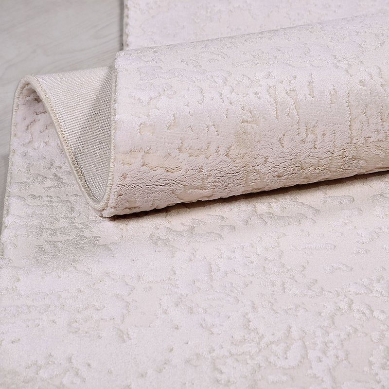 Tapis crème moderne antidérapant lavable à la machine, Rectangle 2 pi 8 po x 5 pi