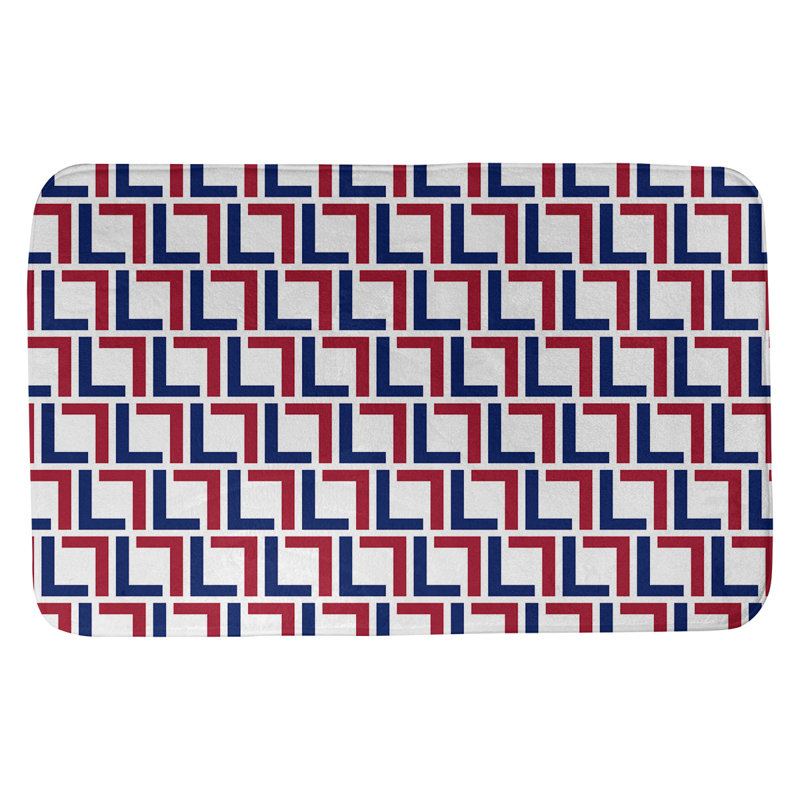 Tapis pour salle de bain Baltimore, l 21 po x L 34 po, White/Dark Blue/Red