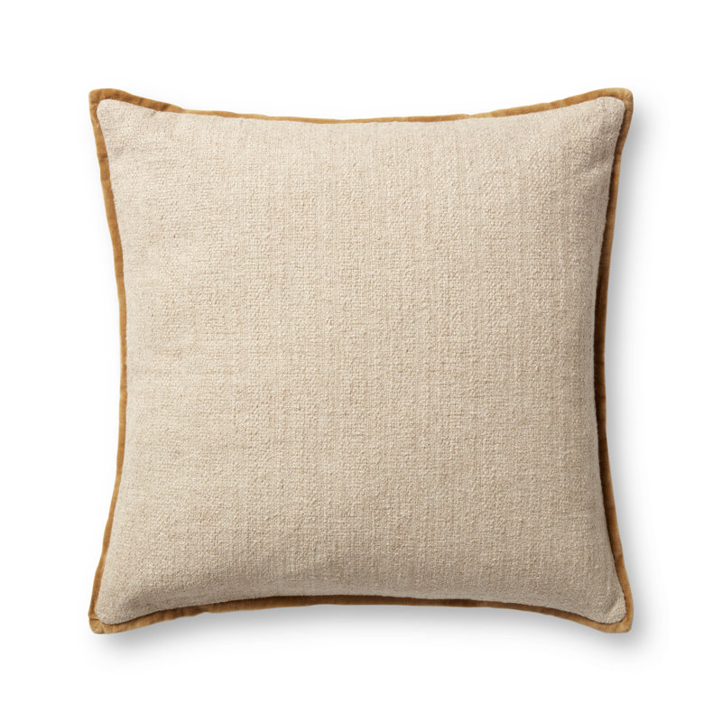 Amber Lewis x Loloi Aveline Pillow, Ivory/Gold, 22" x 22", Down