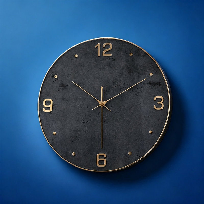 Gray Gold Round Analog Wall Clocks