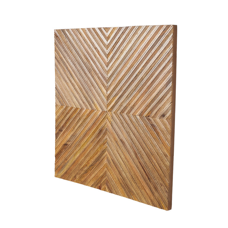 Décoration murale abstraite faite à la main en bois de manguier, H 36 po x l 36 po x P 1,3 po