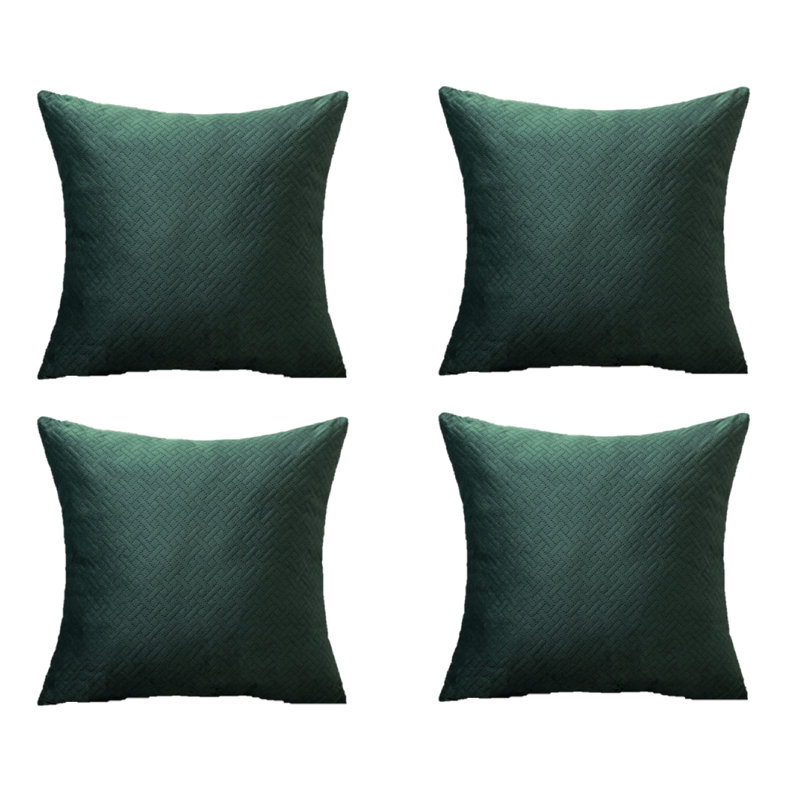 Geometric Velvet Reversible Pillow Cover, Green