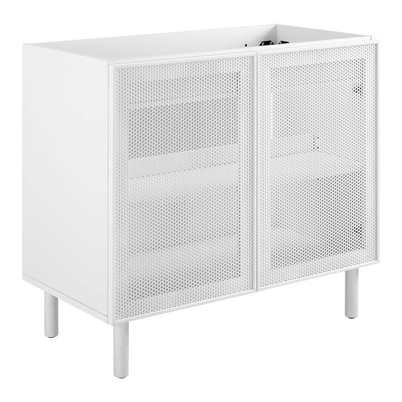 Meuble-lavabo en métal perforé 36 po Modway Calla (lavabo non inclus), Blanc