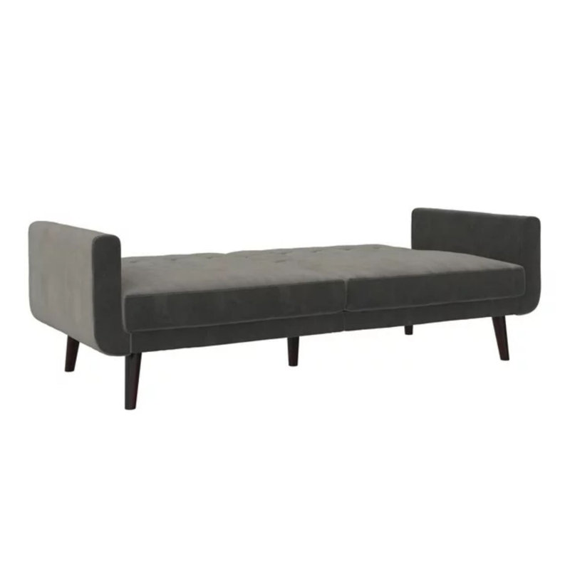 Futon moderne, velours gris, Velours gris