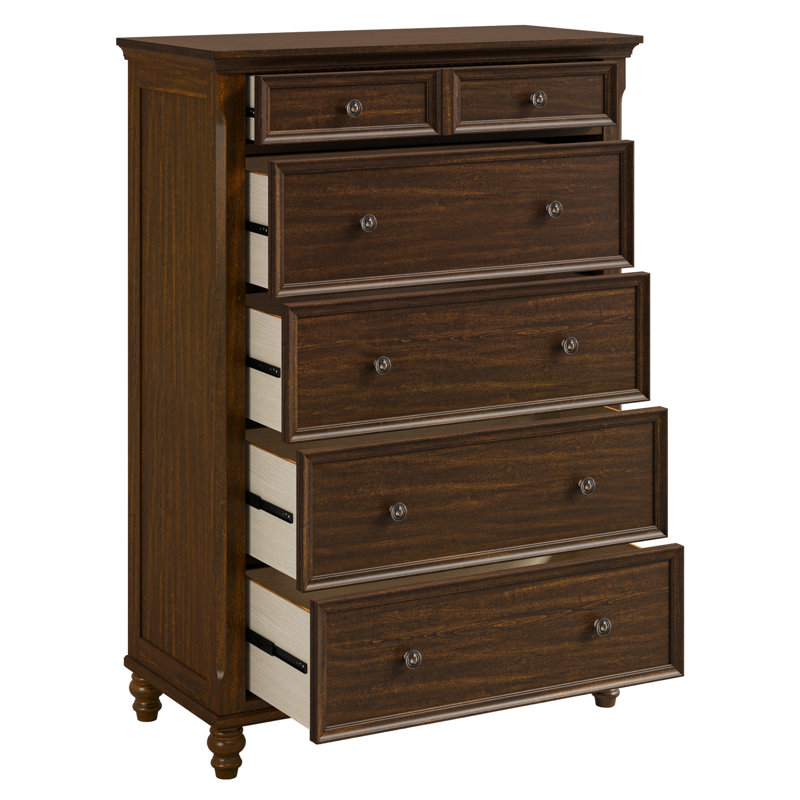 Commode 5 tiroirs Mid-Century, Noyer foncé
