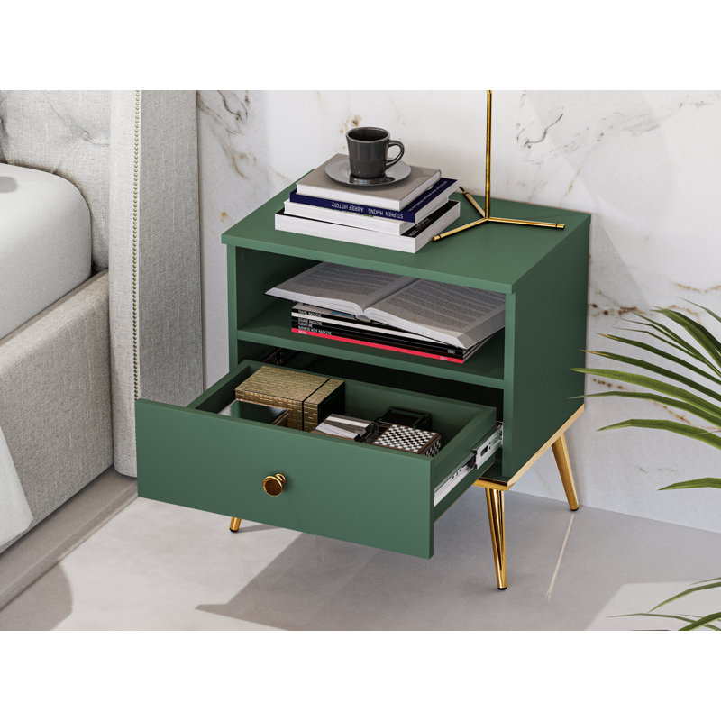 Tellara 50cm W Manufactured Wood Bedside Table