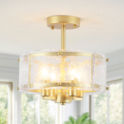 Luminaire plafonnier semi-encastré moderne à 4 lumières avec abat-jour cylindrique 12,16 po