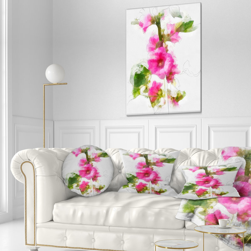 Coussin floral fleur avec tige et feuilles lombaires