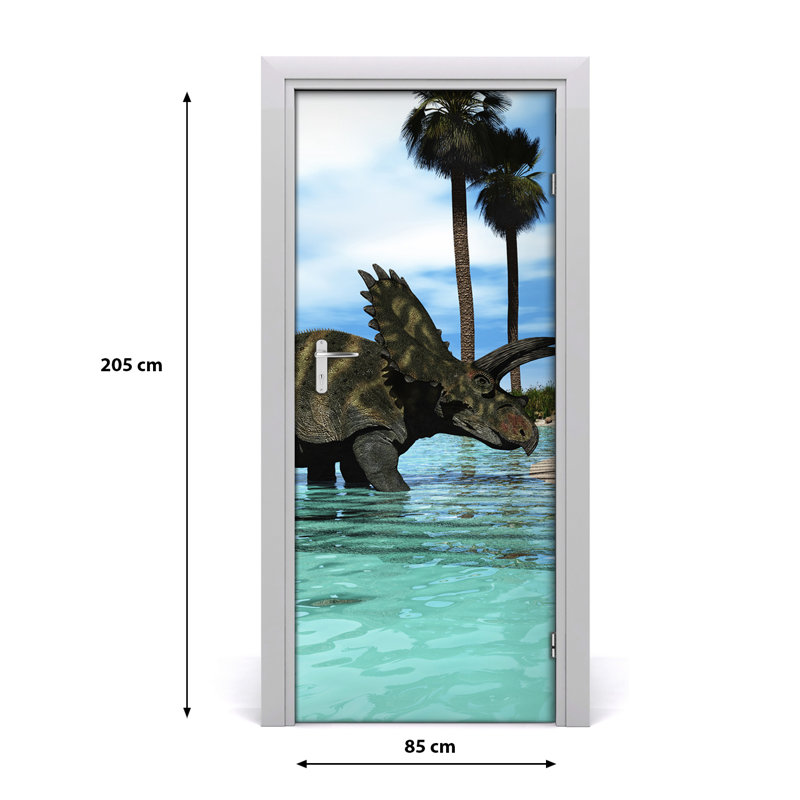 Dinosaur Beach Door Decal