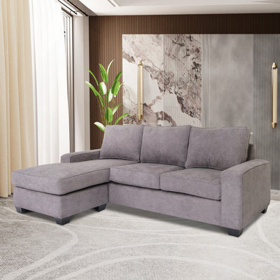 Canapé modulaire, canapés modulaires en L gris pour le salon, canapés modulaires réversibles modernes pour les chambres à coucher, appartement avec structure en bois massif