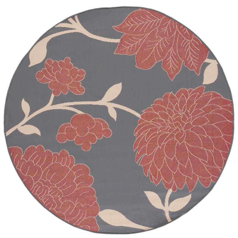 Adelmino Performance Floral Indoor/Outdoor Area Rug, Round 6'7"