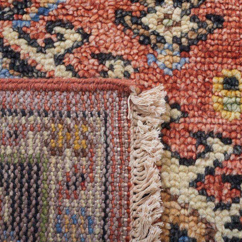 Tapis oriental en laine / coton noué à la main de couleur rouille / bleu, Rectangle 10 pi x 14 pi