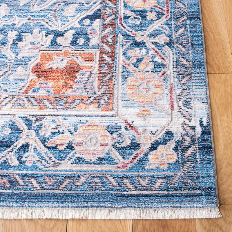 Allaroe Oriental Blue/Gold Area Rug, Rectangle 4' x 6'