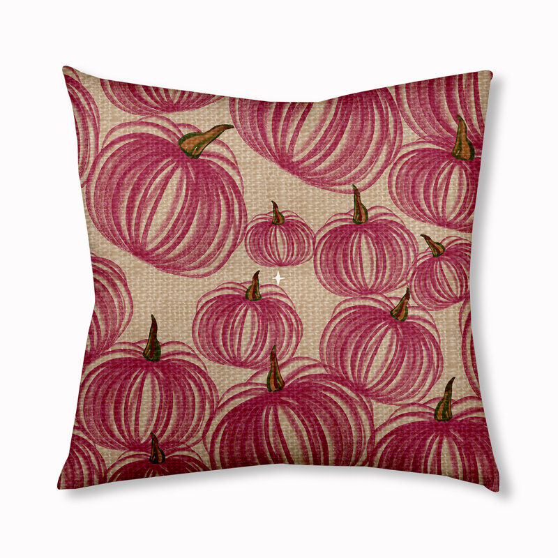 Coussin 333_Pumpkins-A-Pleasant, Mauve / ivoire, 30 po x 30 po