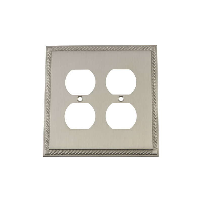 Rope 2-Gang Duplex Outlet Wall Plate, Satin Nickel