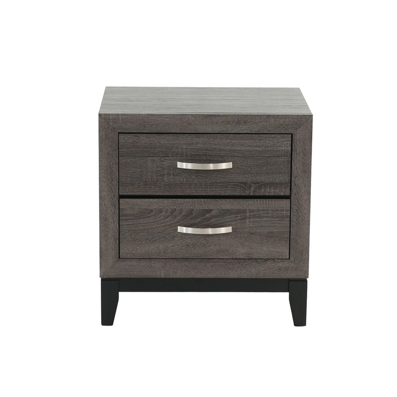 Table de chevet 2 tons grise et noire - Outil d'organisation de chambre à coucher avec 2 tiroirs