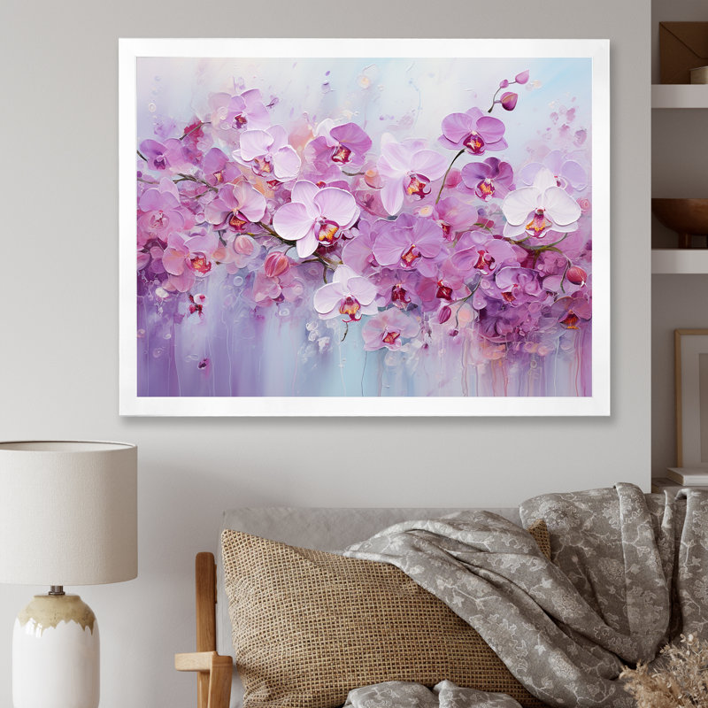 «Purple Pansies Blooming Field» sur toile, Cadre simple blanc, H 16 po x l 32 po x P 1 po