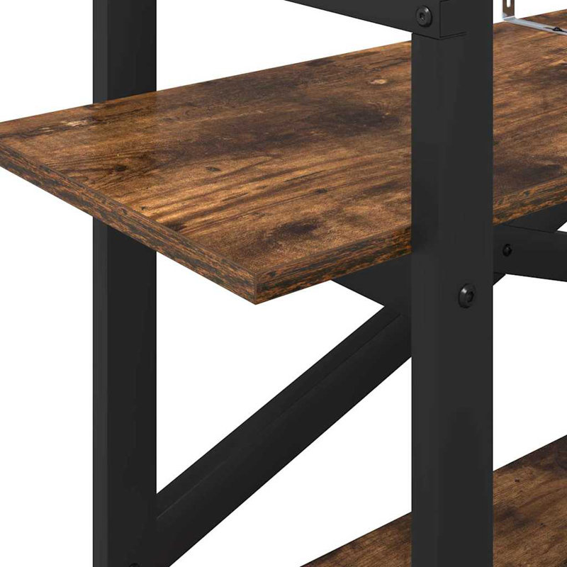 64 cm H x 100 cm W Steel Etagere Bookcase, Smoked Oak