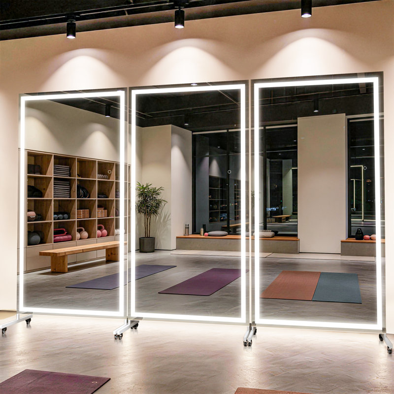 75" x 32" Full Length Mirror on Wheels with LED Light — Dimmable Warm/Natural/Cool, Shatterproof Tempered Glass, Wall Mountable, Rolling Dressing Mirror for Home Gym, Makeup, Yoga, Studio