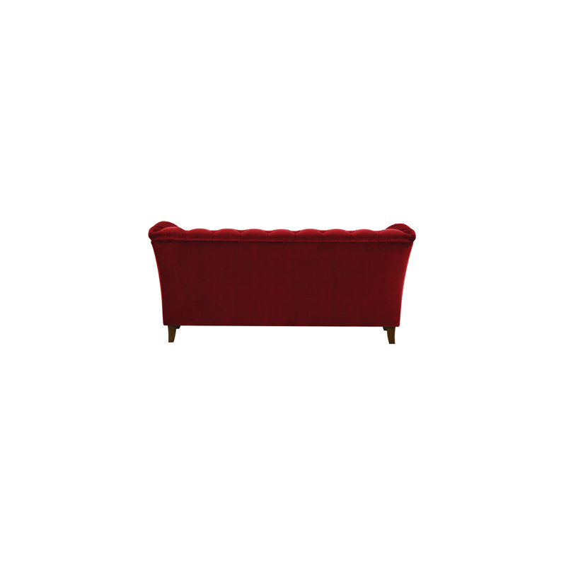 Cassie 2 Seater Velvet Sofa, Dark Oak, Red