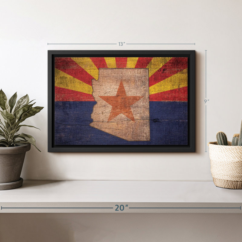 «State Map Over Arizona Flag», reproduction sur toile, H 9 po x l 13 po