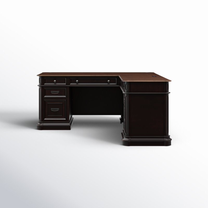 Bureau de direction en L , Cerisier/Noir