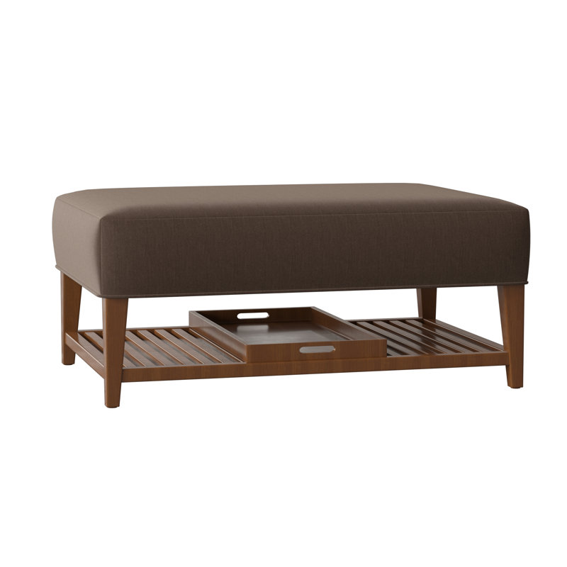 Carly Ottoman, Pecan, Craftwood 42 Gray Performance Chenille