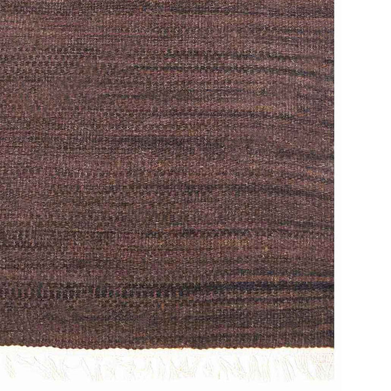 Alithea Hand Woven Flat Weave Kilim Wool Eco-Friendly Area Rugs - Square, Dark Brown Color, Plai Solid Design, Low Pile Handmade Area Rugs for Living Room, Bed Room