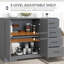 Buffet avec armoire à 2 portes et 4 tiroirs, gris