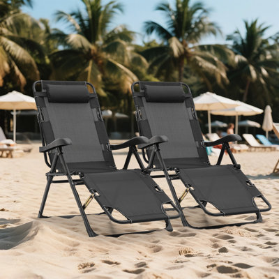 Nundley Outdoor Zero Gravity Folding Lounge Chair, 95-180 Degree Adjustable Recliner Sleeping Bed by Arlmont & Co.