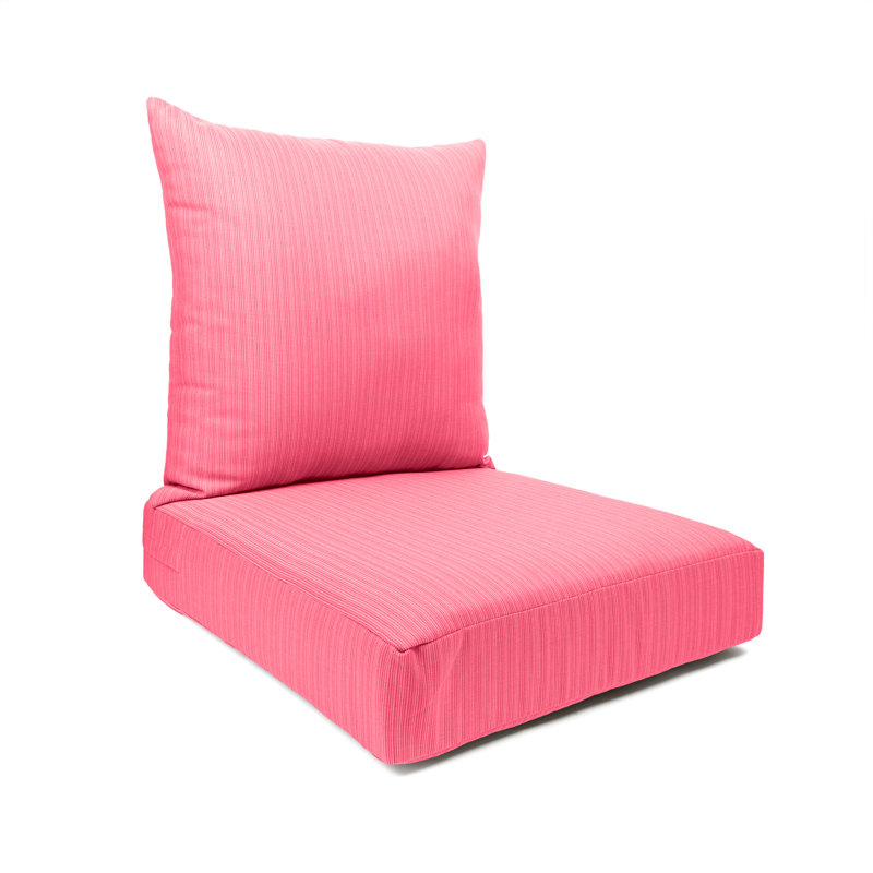 Knife Edge Seat Cushion With Zipper Closure And Knife Edge, Plain Back Cushion, With White Polyester Padded Fill., Hot Pink