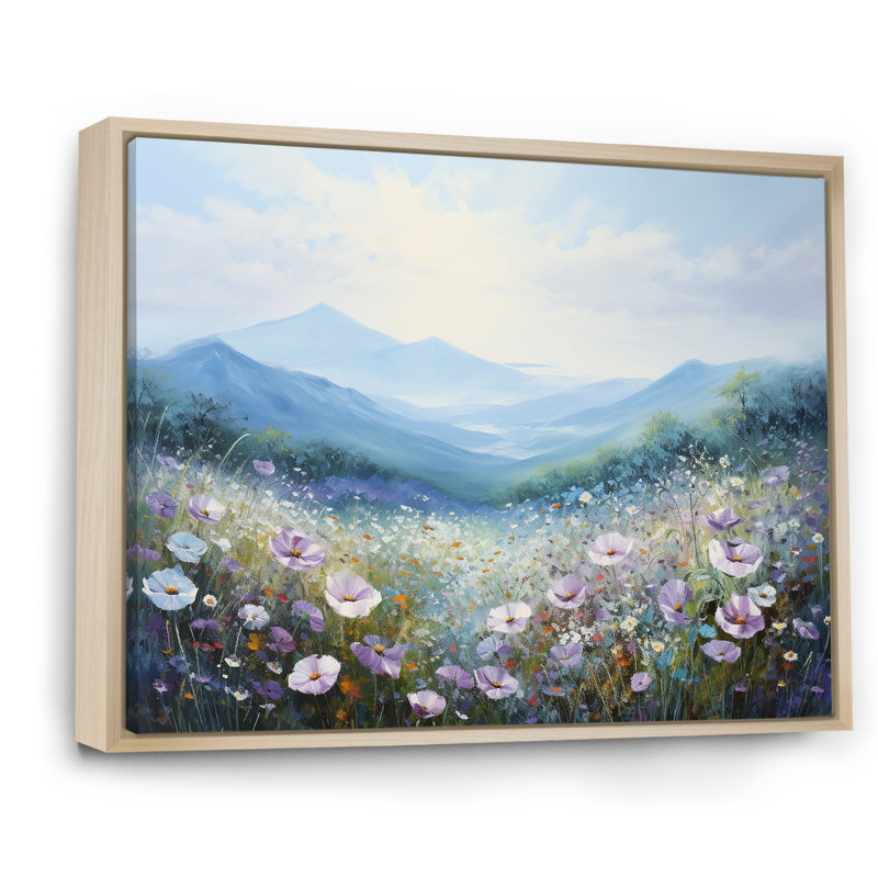 Fleurs mauves Morning Glory Hill II, Cadre naturel flottant, H 12 po x l 20 po x P 1 po