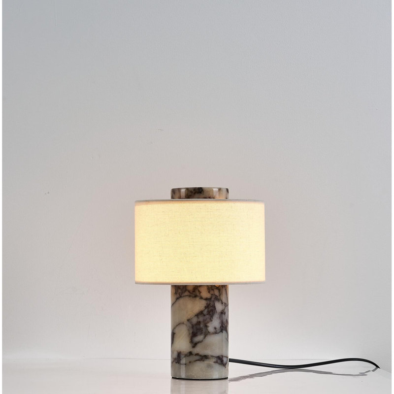 Lampe de table rechargeable sans fil en marbre naturel avec abat-jour en lin, lampe d'ambiance à DEL à 3 températures de couleur à intensité variable pour la chambre à coucher, la table de chevet ou le bureau
