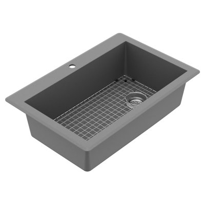 Karran Quartz 33'' X 22'' Single Bowl Top Mount Drop-in Kitchen Sink Kit