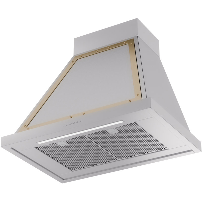 ILVE Nostalgie II Series Noblesse 30 inch Wall Mount Range Hood with 600 CFM, Stainless Steel/Brass