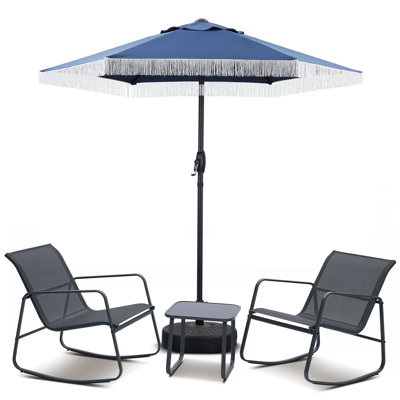 4 Piece Outdoor Metal Bistro Set With Umbrella
