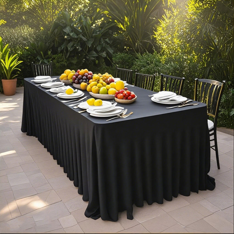 6 pièces / paquet de jupes de soleil rectangulaires en tricot extensibles de 6 pi, noir et blanc, convenant à la cuisine, à la salle à manger, aux réunions de famille, aux fêtes et aux décorations de table de banquet. Facile à installer et lavable