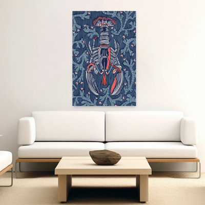 Deep Blue Lobster Contemporary Lobster Nature Ocean Wall Art